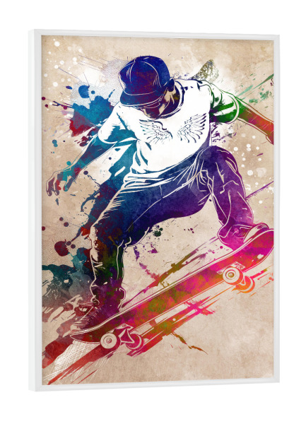 Poster mit weißem Rahmen "Skateboarder Sportkunst E" artboxONE - Sport,Sport / Motivation