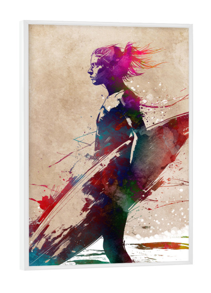 Poster mit weißem Rahmen "Surfersportkunst F" artboxONE - Sport,Sport / Sommerspiele - Surfen,Surfer,Surfen,Surfbrett,Sport,Olympische spiele