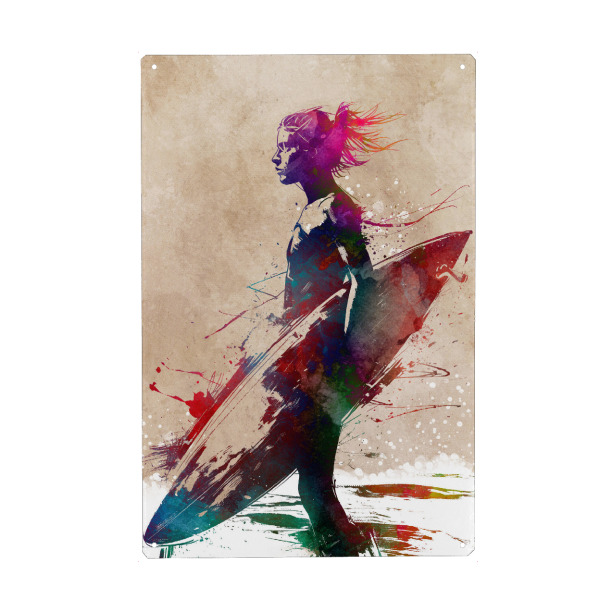 Metall Poster "Surfersportkunst F" artboxONE - Sport,Sport / Sommerspiele - Surfen,Surfer,Surfen,Surfbrett,Sport,Olympische spiele - Blechschild