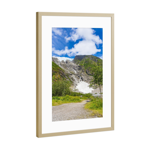 Poster mit Rahmen Gold "Gletscherzunge Supphellebreen" artboxONE - Natur,Reise,Reise / Länder