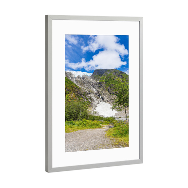 Poster mit Rahmen Silber "Gletscherzunge Supphellebreen" artboxONE - Natur,Reise,Reise / Länder