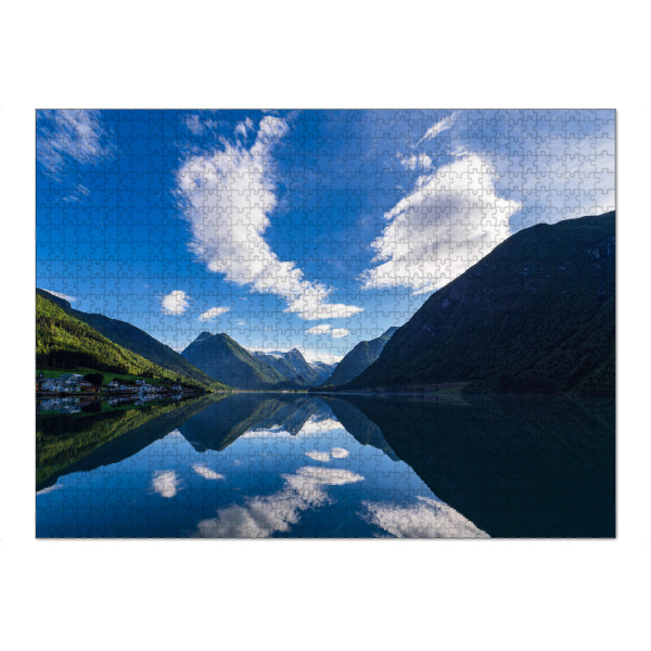 Puzzle Ravensburger "Wolken und Spiegelung am Fjord" artboxONE - Natur,Reise,Reise / Strand und Meer,Reise / Länder