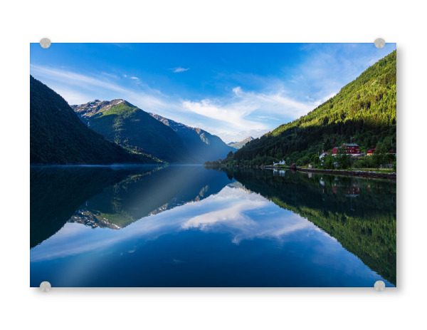 Acrylglasbild "Wolkenspiegelung in Fjærland" artboxONE - Natur,Reise,Reise / Strand und Meer,Reise / Länder