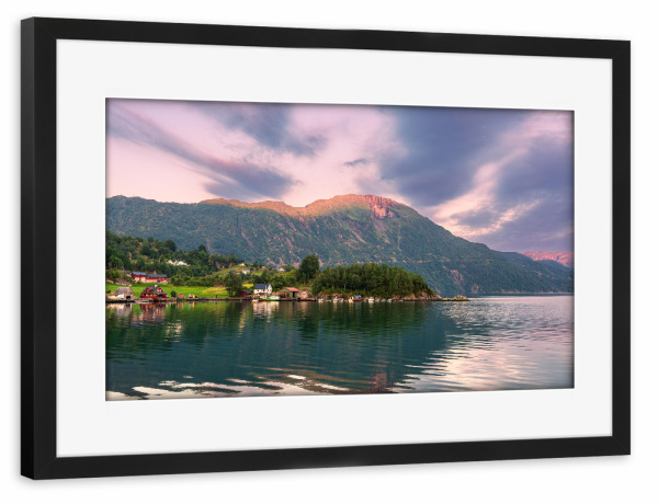 Poster mit Rahmen schwarz "Åkrafjord im Abendlicht" artboxONE - Natur,Reise,Architektur,Reise / Strand und Meer,Reise / Länder