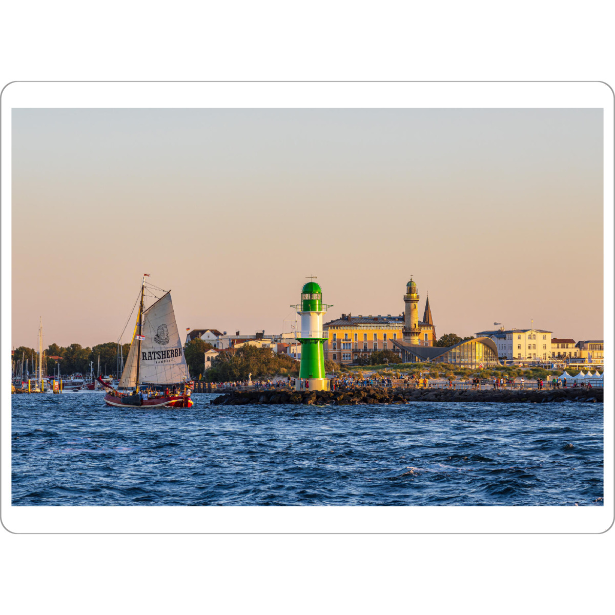 Tischset "Segelschiff und Molenturm" artboxONE - Natur,Reise,Architektur,Reise / Strand und Meer