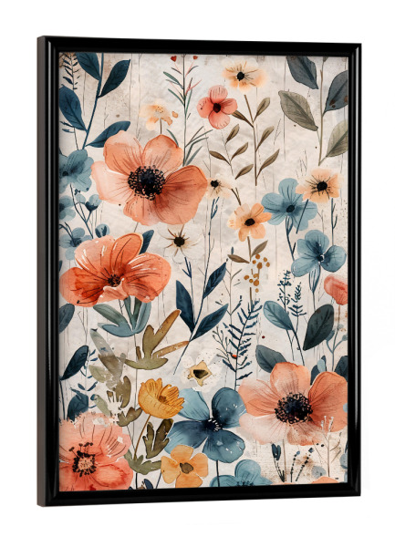 Poster mit schwarzem Rahmen "Wiese voller Blumen B (matart)" artboxONE - Natur,Floral - Blumen,Wiese,Natur,Modern,Kunst