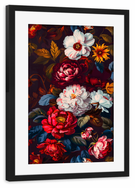Poster mit Rahmen schwarz "Blumengarten B (matart)" artboxONE - Natur,Floral - Blumen,Garten,Natur,Modern,Kunst