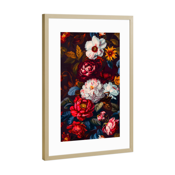 Poster mit Rahmen Gold "Blumengarten B (matart)" artboxONE - Natur,Floral - Blumen,Garten,Natur,Modern,Kunst