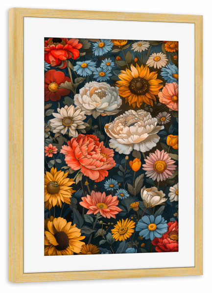 Poster mit Rahmen kiefer "Blumengarten A (matart)" artboxONE - Natur,Floral - Blumen,Garten,Natur,Modern,Kunst