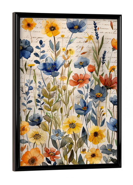 Poster mit schwarzem Rahmen "Wiese voller Blumen A (matart)" artboxONE - Natur,Floral - Blumen,Wiese,Garten,Natur,Modern,Kunst,Floral