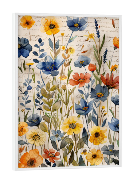 Poster mit weißem Rahmen "Wiese voller Blumen A (matart)" artboxONE - Natur,Floral - Blumen,Wiese,Garten,Natur,Modern,Kunst,Floral