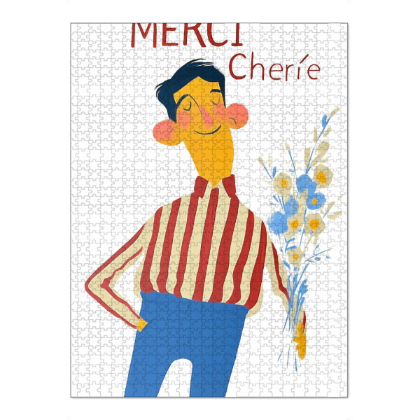 Puzzle Ravensburger "Merci Cherie" artboxONE - Floral,Comic,Menschen