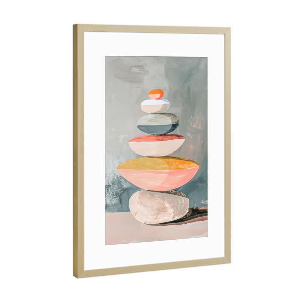 Poster mit Rahmen Gold "Im Pastell Gleichgewicht" artboxONE - Abstrakt