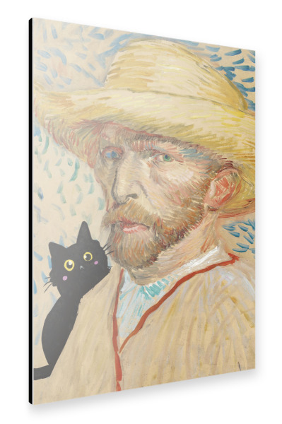 Alu-Dibond "Van Gogh and Cat" 30x20 cm artboxONE