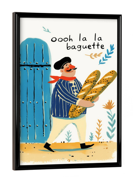 Poster mit schwarzem Rahmen "Monsieur Baguette" artboxONE - Typografie,Menschen,Städte / Paris