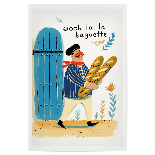 Poster 30x20 cm "Monsieur Baguette" artboxONE - Typografie,Menschen,Städte / Paris