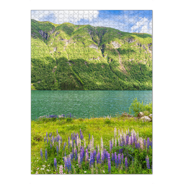 Puzzle Ravensburger "Blumen am Fjærlandfsjord" artboxONE - Natur,Reise,Reise / Strand und Meer,Reise / Länder