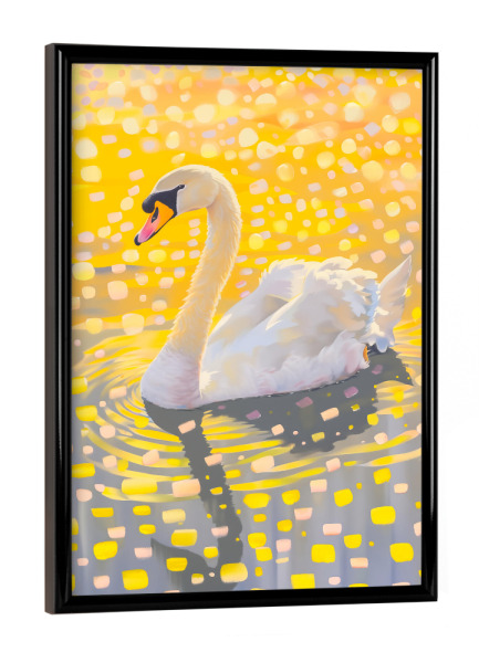 Poster mit schwarzem Rahmen "Impressionistischer Schwan" artboxONE - Tiere