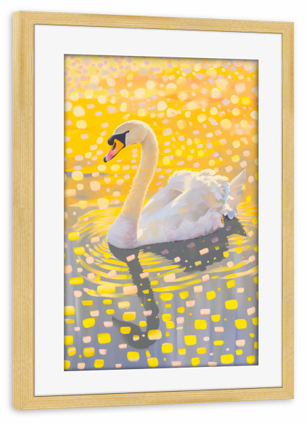 Poster mit Rahmen kiefer "Impressionistischer Schwan" artboxONE - Tiere