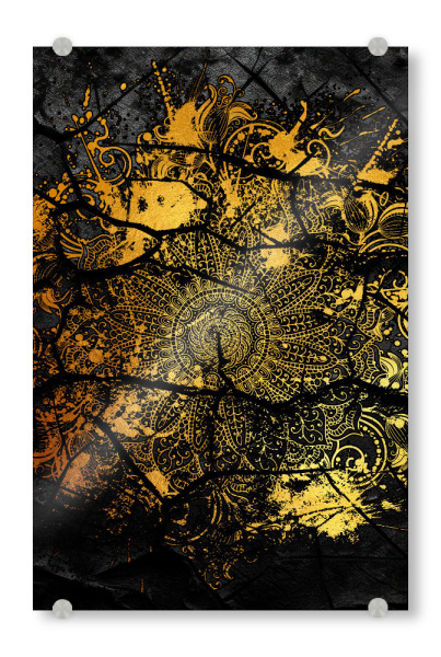 Acrylglasbild "Mandala - Goldspritzer" artboxONE - Natur,Abstrakt