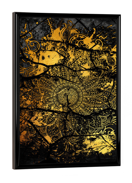 Poster mit schwarzem Rahmen "Mandala - Goldspritzer" artboxONE - Natur,Abstrakt