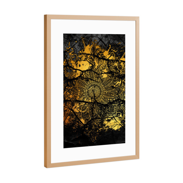 Poster mit Rahmen Kupfer "Mandala - Goldspritzer" artboxONE - Natur,Abstrakt