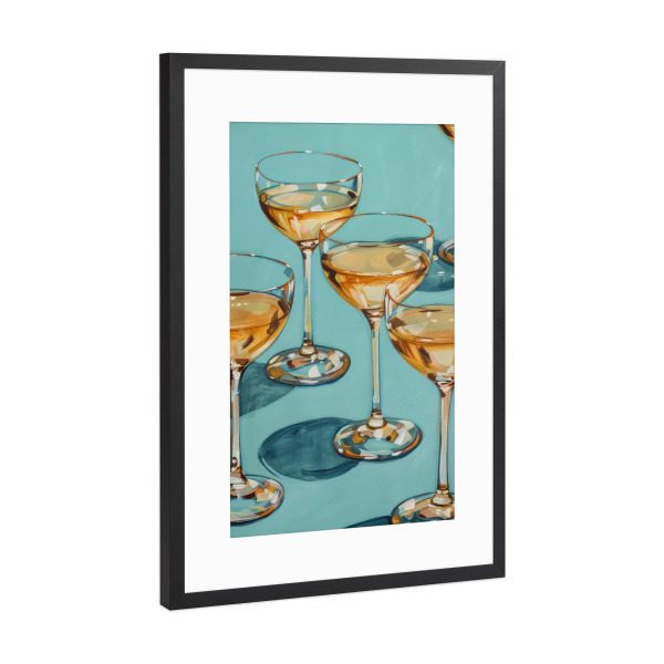 Poster mit Rahmen Schwarz (Metallic) "Moderne Champagnerkunst" artboxONE - Essen & Trinken / Alkohol