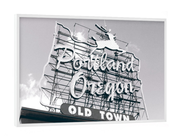 Poster mit weißem Rahmen "Portland, OR" artboxONE - Städte,Reise,Schwarzweiß,Reise / Länder
