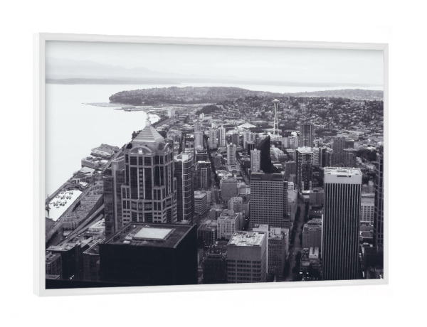 Poster mit weißem Rahmen "Seattle Pudget Sound" artboxONE - Städte,Reise,Schwarzweiß,Architektur,Reise / Länder