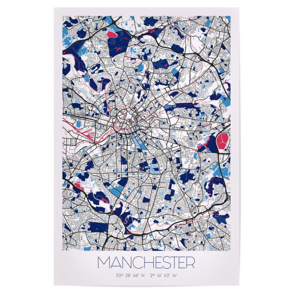 Poster 30x20 cm "City Manchester" artboxONE - Städte / Weitere,Kartografie