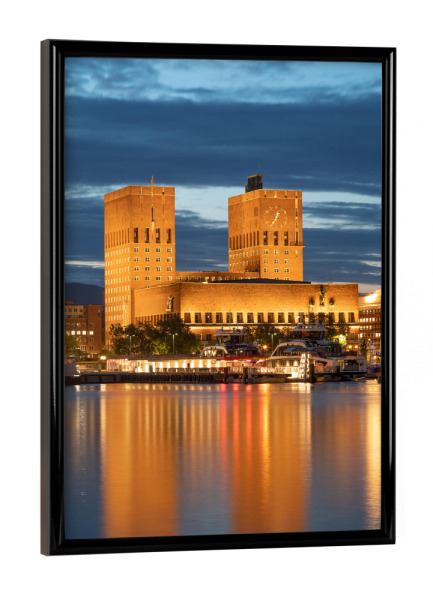 Poster mit schwarzem Rahmen "Rathaus Oslo" artboxONE - Architektur