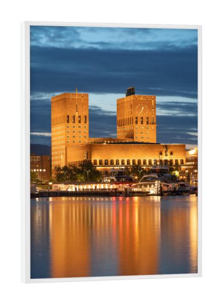 Poster mit weißem Rahmen "Rathaus Oslo" artboxONE - Architektur