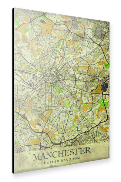 Alu-Dibond "Manchester Vintage City Map" 30x20 cm artboxONE