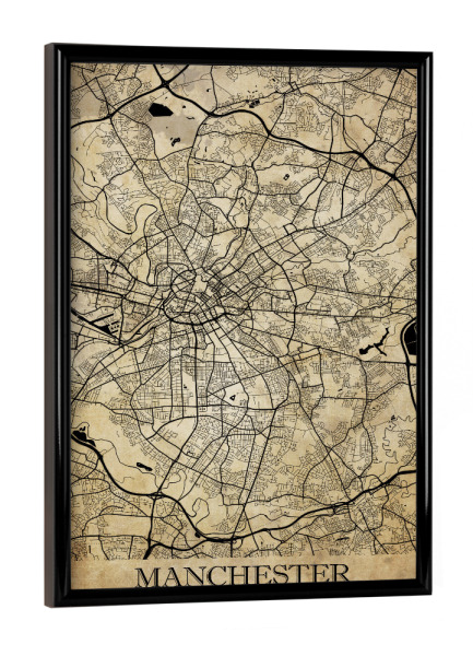 Poster mit schwarzem Rahmen "Manchester Vintage City" artboxONE - Städte / Weitere,Kartografie