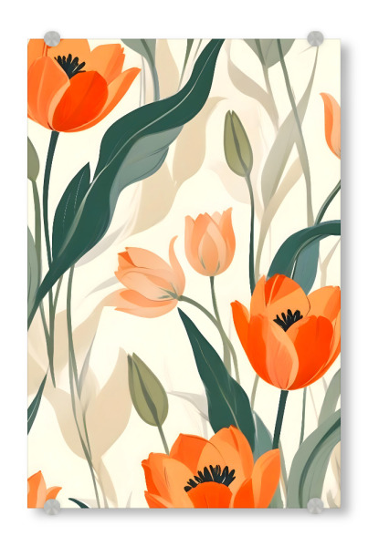 Acrylglasbild "Orangefarbene Tulpen" artboxONE - Floral