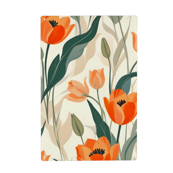 Metall Poster "Orangefarbene Tulpen" artboxONE - Floral