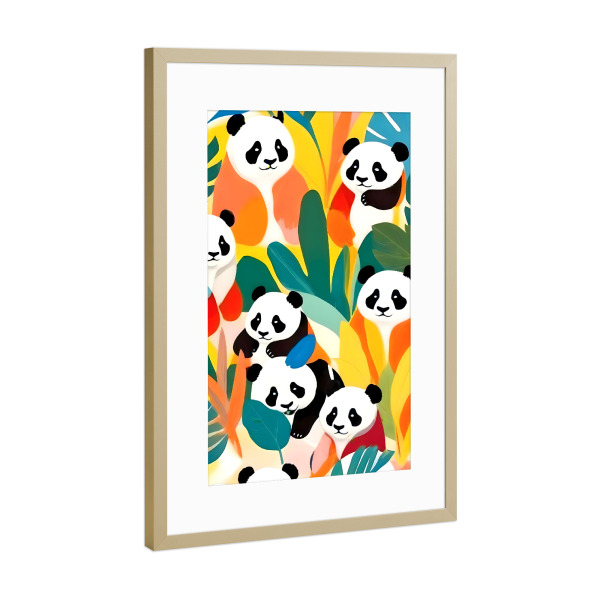Poster mit Rahmen Gold "Pandas & Tropen" artboxONE - Tiere