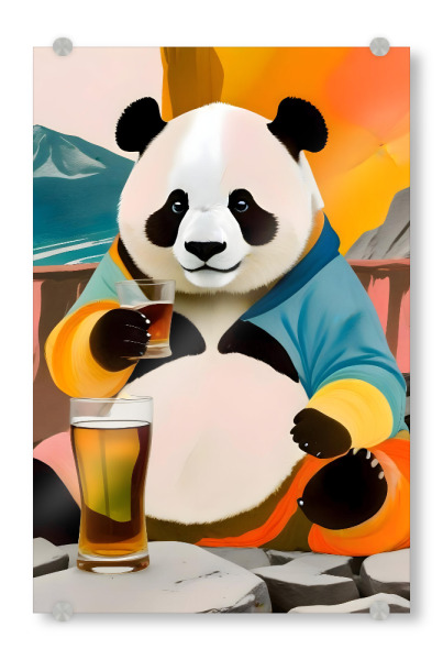 Acrylglasbild "Panda Beer Buzz" artboxONE - Tiere