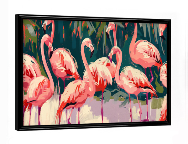 Poster mit schwarzem Rahmen "Lebendiger rosa Flamingo" artboxONE - Natur,Tiere - Pink,Flamingo,Tiere,Tropisch,Strand,Meer,Natur
