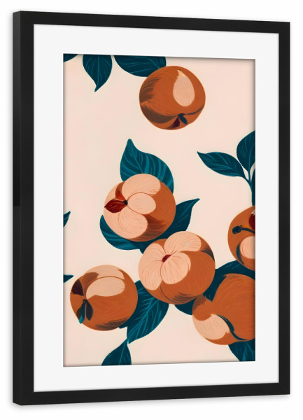 Poster mit Rahmen schwarz "Halb aufgegessene Pfirsiche" artboxONE - Floral,Essen & Trinken,Essen & Trinken / Obst & Gemüse