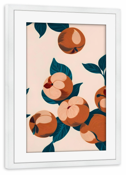 Poster mit Rahmen weiß "Halb aufgegessene Pfirsiche" artboxONE - Floral,Essen & Trinken,Essen & Trinken / Obst & Gemüse