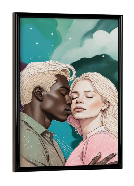 Poster mit schwarzem Rahmen "Kosmische Romantik" artboxONE - Abstrakt,Menschen