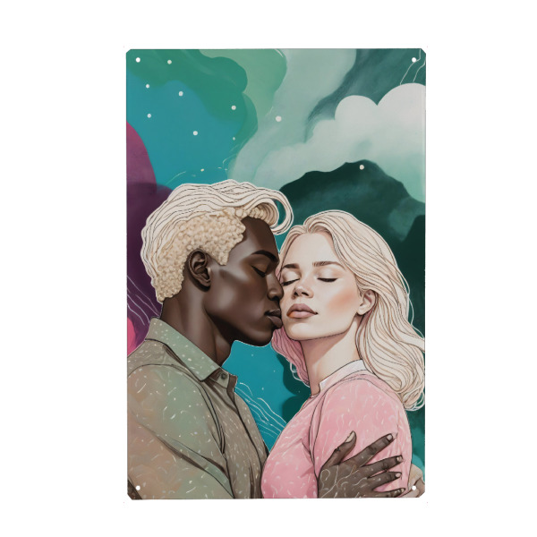 Metall Poster "Kosmische Romantik" artboxONE - Abstrakt,Menschen