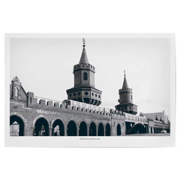 Poster 30x20 cm "Die Oberbaumbrücke" artboxONE - Städte / Berlin,Reise,Schwarzweiß,Architektur,Reise / Länder