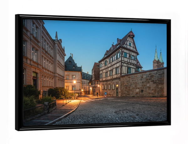 Poster mit schwarzem Rahmen "Karolinenstraße Bamberg" artboxONE - Städte,Architektur