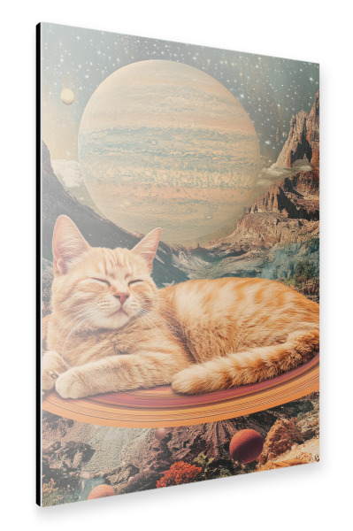 Alu-Dibond "Cat On A Planet" 30x20 cm artboxONE