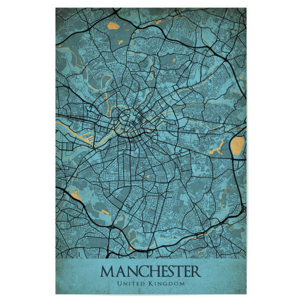 Poster "Vintage City Manchester" artboxONE - Städte / Weitere,Kartografie