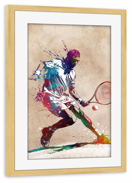 Poster mit Rahmen kiefer "Tennissportkunst H" artboxONE - Sport,Sport / Motivation - Tennis,Tennisspieler,Sport,Spiel,Spieler