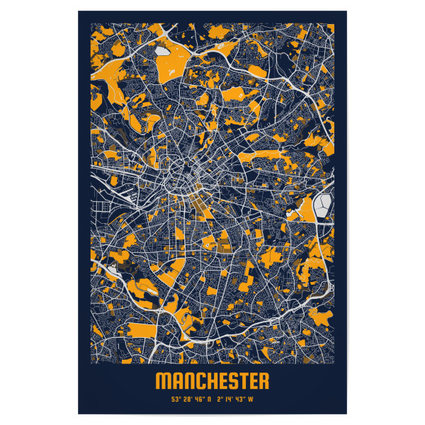 Poster "Manchester City" artboxONE - Städte / Weitere,Kartografie