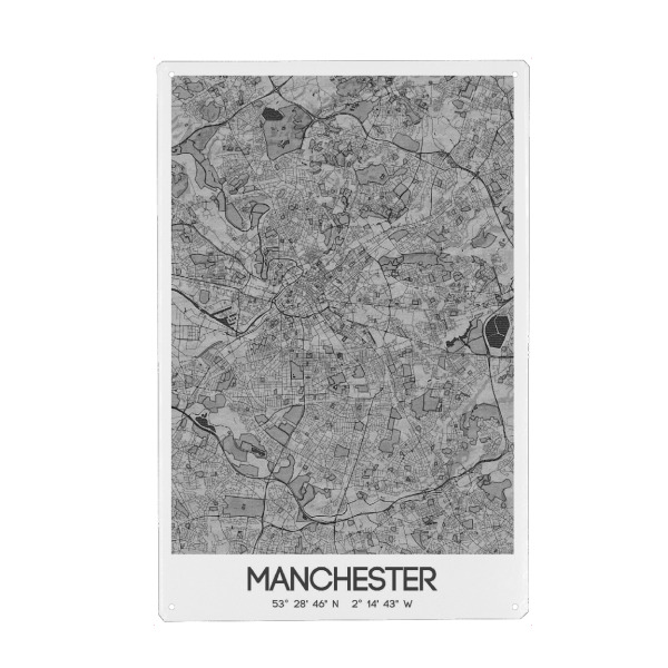 Holzbild "Manchester Bleistift Map" artboxONE - Schwarzweiß,Städte / Weitere,Kartografie